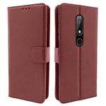 Pikkme Nokia 6.1 Plus / 6.1+ Flip Cover Leather Wallet Case for Nokia 6.1 Plus / 6.1+ Brown