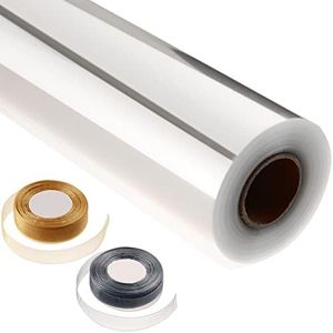 GcFoir Clear Cellophane Wrap Roll 31.5” Wide x 100 Ft Long, 3 Mil Thick Plastic Transparent Cello Wrapping Paper for Gift Baskets, Flower Bouquets, Large Cellophane Sheets for Arts & Crafts Food Safe