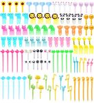 Fun Bento Picks set, 108 Pcs Animal Food Picks for Kids, Cute Cartoon Animal Fruit Food Toothpicks, Lunch Bento Box Picks for Toddler