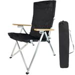 Camping Chair Heavy Duty Camping Chair, 135° Angle/Adjustable Folding Chair Support 120kg Beach Chair Chair Outdoor Recliner Lounge Chairs for Hiking Fishing Beach Picnic Lawn Black