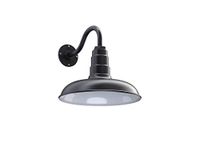 Steel Lighting Co. Topanga Barn Light | Outdoor Wall Mounted | 14 inch Dome | 11 inch Gooseneck | Farmhouse Garage Light Made in America | Matte Black Exterior/White Interior