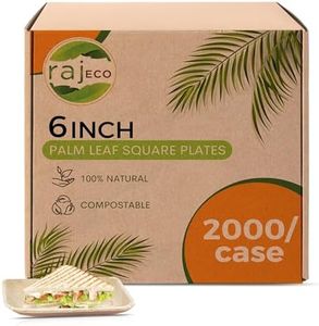 Raj Palm Leaf Plates Bulk [50-Pack] 6" Square Plates(40 CASES - 2000 PACK) like Bamboo plates Disposable, Strong, Decorative Compostable Tableware for weddings, Lunch, Dinner, Birthday,Outdoor