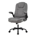 IntimaTe WM Heart Executive Office Chair,Fabric Desk Chair with Flip-up Armrests,High Back Ergonomic Computer Chair, Thick Padded Executive Chair 360° Swivel Chair, Grey