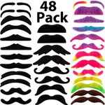 HESTYA 48 Pieces Green Fake Mustaches, Self Adhesive Novelty Mustache Fiesta Party Supplies for St. Patrick's Day Masquerade Party (16 Multicolor)