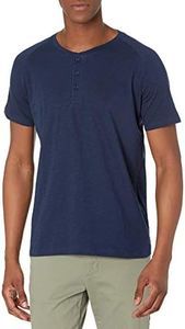 Organic Signatures Short-Sleeve 100% Organic Cotton Lightweight Slub Henley Shirt for Men (Size Medium, Navy Blue)
