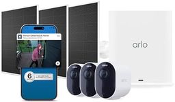 Arlo Ultra Security Camera 4K HDR (3rd Gen) - 3-Cam + 3 Solar + 6 Mo Plan | 4K HDR video; 180° field of view; SmartHub incl.; AI detection & event captions; Emergency response; 6-mo Secure plan incl.