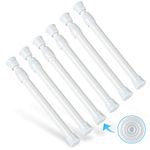 6Pcs Tension Rod, Goowin Tension Rods 18-28cm No Drilling Rustproof Spring Adjustable Tension Curtain Rod for Closet Cupboard Wardrobe Bookshelf (White)