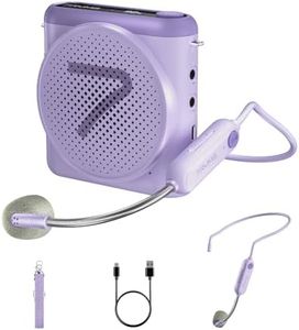 7RYMS WA1 Wireless Voice Amplifier with Headset Microphone for Teachers, Personal Power Amplifier with Noise Canceling, 164ft Range, 23H Working, Microphone Speaker for Teaching, Speech, Yoga(Purple)