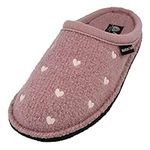 HAFLINGER Flair Valentine Wool Hearts Slippers, rosewood, 7 UK