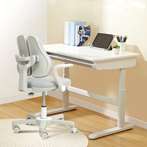 NICOMAMA Kids Desk and Chair Set, Wooden Study Table with Storage Bins, Children Writing Table & Chair for Study Room Bedroom, Student School Desk for Boys Girls (Desk and Chair)