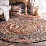 imsid Handwoven 3x3 feet Jute Round Rug, Natural Fibers, Braided Reversible Carpet for Stylish Bedroom Living Room Dining Room Kids Room (3x3 feet Round, Multicolor)