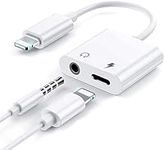 Headphone Jack Adapter and Charging for iPhone, 3.5mm Jack AUX Audio Dongle Dual 2in1 Adaptor Splitter Converter For iPhone 13/12/11/XS Max/8/7 Plus/X/XR/XS Earphone Accessories Support all iOS system