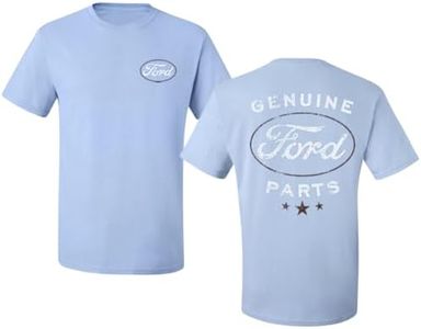 Wild Bobby Genuine Ford Parts Vintage Distressed Cars and Trucks Mens Graphic Tees Front and Back T Shirt Printed Graphic Tees for Men, Light Blue, 3X-Large