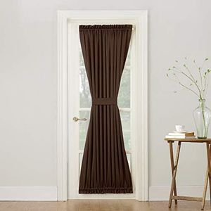 Sun Zero Barrow Energy Efficient Patio Door Curtain Panel, 54" x 72", Chocolate Brown