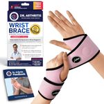 Copper Wrist Brace/Carpal Tunnel Wrist Brace/Wrist Support/Wrist Splint/Hand Brace -F.D.A. Class I Medical Device & Doctor Handbook -Night Support for Women & Men by Dr. Arthritis (Pink, Pair)
