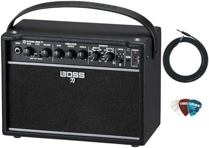Boss Katana-Mini X 10-Watt 1x5-Inch Portable Guitar Amplifier Bundle with Gearlux Instrument Cable and 3-Pack Picks