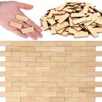 Burbell 400 Pcs Miniature Dollhouse Flooring on 1: 12 Scale Mini Dollhouse Floor Boards Geometric Bamboo Doll House Furniture Wooden Miniature Floorboards for Model Accessories (Beige)