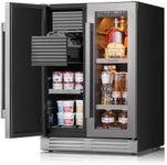 Ca'Lefort 3-in-1 Clear Ice Ball Maker & Beverage Cooler, 24 Inch Built-in Sphere Ice Maker, Under Counter Beverage Fridge with Ice Maker for Home - Stainless Steel