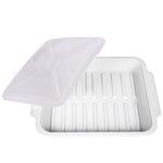 MMUGOOLER Microwave Easy Bacon Maker/Cooker with Lid, Safety, Quick and with No Mess, 11.3“ L x 9.0" W x 2.4" H- White