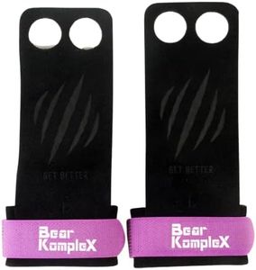 Bear KompleX 2 Hole Leather Hand Grips for Gymnastics, Cross-fit, Pull-ups, Weightlifting. WODs with Wrist Straps, Comfort and Support, Hand Protection from Rips and Blisters for Men and Women