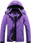 MOERDENG Women's Waterproof Ski Jacket Warm Winter Coat Outdoor Windbreaker Hiking Snowboarding Jacket, Purple, Large