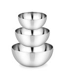 UNIFOX Stainless Steel Mixing Bowl Set Of 3 Pieces - Solid, Durable, And Elegant With Mirror Finish And Flat Bottom - Silver, 7400 ML