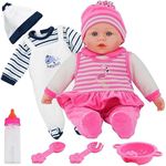 Bibi Doll - Baby Girl Doll Toy & Extra Boy Outfit 16" With Sounds Feeding Set & Magic Bottle