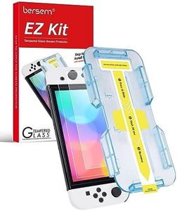 BERSEM 2 Pack Tempered Glass Screen Protector Compatible with Nintendo Switch OLED 7 inch 2021, Auto Alignment Kit/9H Hardness/Transparent HD Clear/Anti-Scratch/Bubbles Free/High Response