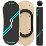 Sportneer Balance Board - 7 Modes Wobble Board With Adjustable Stoppers, Indoor Skateboard, Surf Board - Wooden Construction - Includes Scooter and 2.8" Ball
