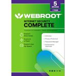 Webroot SecureAnywhere Internet Security Complete | 1 Year | 5 device | PC and Mac | Keycard