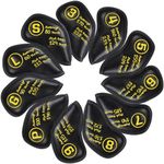 Golf Iron Covers Set 11pcs Black PU Leather, Durable Golf Iron Head Covers for Ping Titleist Callaway Taylormade Cobra Clevleand(3-9 P G S L)