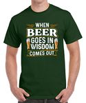 Caseria Men's Round Neck Cotton Half Sleeved T-Shirt with Printed Graphics - When Beer Out (Bottel Green, XXL)