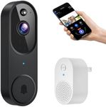 GridTera Smart Video Doorbell Camera Wireless, AI Human Detection and Instant Alerts, Night Vision, 2-Way Audio, Battery Powered, Cloud Storage Sold Seperately, 2.4G WiFi (Chime Included)