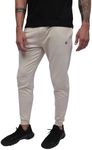 INTO THE AM Premium Men's Joggers Sweatpants with Pockets Tapered Slim Fit Basic Athletic Pants (Beige, Large)