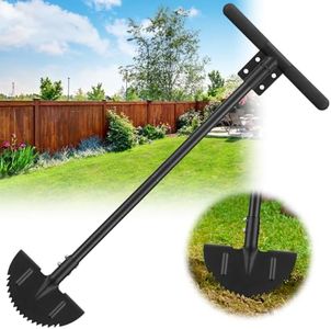 PoPoHoser Half Moon Hand Edger Lawn Tool, Manuel Edgers with T-Grip Handle for Landscaping, Sharp Saw-Tooth Hand Lawn Edging Tool for Sidewalk, Yard, Garden, Border, Flower Bed, Cable Burying