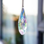 YU FENG 120mm Crystal Suncatcher Prism Pendant for Window,AB Colored Long Loquat Crystal Prisms Rainbow Maker Home Garden Hanging Sun Catcher Ornament