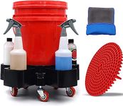 Car Wash Bucket Dolly, Movable Rolling Base with 5 Rolling Swivel Caster | Bucket Dirt Trap | Clay Mitt for Car Cleaning Construction Detailing Smoother Maneuvering Fits 20L Buckets (NO Bucket)