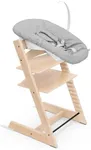 Tripp Trapp Chair from Stokke (Natural) + Tripp Trapp Newborn Set (Grey) - Cozy, Safe & Simple to Use - for Newborns Up to 20 lbs