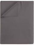 Queen Size Flat Bed Sheet - Hotel Luxury Single Flat Sheet Only - Wrinkle Free & Fade Resistant Flat Sheet - Extra Soft, Comfy & Breathable Flat Sheet for Women & Men - Dark Grey Top Flat Sheet Only