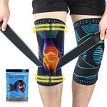 Beister 1 Pair Knee Compression Sleeves with Adjustable Straps for Men & Women, Professional Knee Support Brace for Meniscus Tear, Arthritis, Sports Joint Pain Relief, Running, Basketball