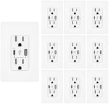 Micmi USB C Outlet PD 45W Power Delivery Decorator Receptacle 4.8A Receptacle, in-Wall Charger with 15 Amp, 125 Volt Tamper-Resistant Outlet Charger (10, White, USB C+A PD 45W)