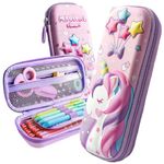 Kiddie Galaxia 3D Unicorn Cover Large Capacity Pencil Case Compass With Compartments, School Supply Organizer For Students, Stationery Box, Cosmetic Zip Pouch Bag (1 Unit, Canvas, Multicolor)