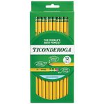 Ticonderoga Wood-Cased Pencils, Unsharpened, 2 HB Soft, Yellow, 12 Count