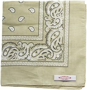 Soophen Paisley One Dozen Cowboy Bandanas (Beige 22 X 22 in, 12-Pack)