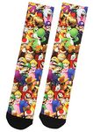 Nintendo Mario Bros. Collage Group Photo Premium Sublimated Crew Socks