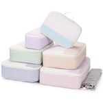Narwey 7 Set Packing Cubes for Suitcases and Backpack, Travel Packing Cubes Suitcase Organiser Bags for Carry on Hand Luggage Hospital Bag Organiser Pouches for Travel Essentials (Stripe Multicolored)