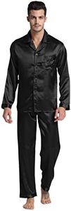 Tony & Candice Men's Satin Pyjama Set Sleepwear/Loungewear (X-Large, Black)