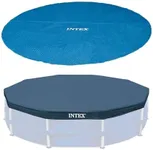 Intex 15 Foot Round Debris Cover and Vinyl Solar Cover for Above Ground Pools