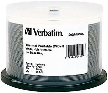 Verbatim DVD+R 4.7GB 8X DataLifePlus White Thermal Printable, Hub Printable - 50pk Spindle