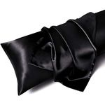 MR&HM Satin Body Pillow Cover, Soft and Breathable Body Pillow Case for Adults, Silk Satin Cooling Body Pillow Pillowcase with Envelope Closure (20x54, Black)